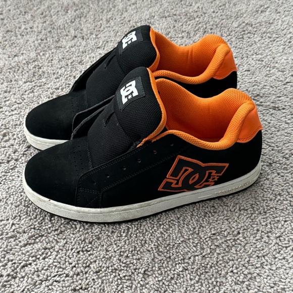 DC Skate Leather Sneakers Size 8.5 Black & Orange NO LACES Mens Court RS - Picture 2 of 9